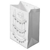 Sac Cadeau Moyen 25e anniversaire Mariage d'argent blanc (Devant Angle)