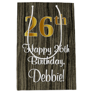 Sac Cadeau Moyen 26e anniversaire : Elégant Faux Gold Look #, Faux 