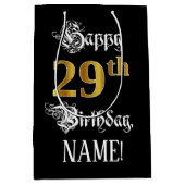 Sac Cadeau Moyen 29e anniversaire ~ Script fantaisie; Faux Gold Loo (Devant)