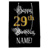 Sac Cadeau Moyen 29e anniversaire ~ Script fantaisie; Faux Gold Loo (Dos)