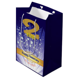 Sac Cadeau Moyen 2 ans de récupération Anniversaire Bold Numéros