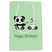 Sac Cadeau Moyen 2 mignons petits pandas sur vert (Devant)
