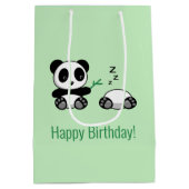 Sac Cadeau Moyen 2 mignons petits pandas sur vert (Dos)