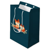 Sac Cadeau Moyen 2 mignons Petits Renards Rouges Aquarelle Design (Dos Angle)