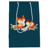Sac Cadeau Moyen 2 mignons Petits Renards Rouges Aquarelle Design (Devant)