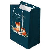 Sac Cadeau Moyen 2 mignons Petits Renards Rouges Aquarelle Design A (Dos Angle)