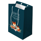 Sac Cadeau Moyen 2 mignons Petits Renards Rouges Aquarelle Merci (Dos Angle)