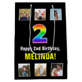 Sac Cadeau Moyen 2e anniversaire : Arc-en-ciel "2", photos et nom p (Dos)