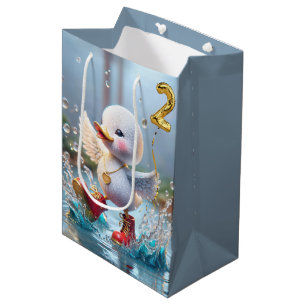 Sac Cadeau Moyen 2e anniversaire Duck Dancing In the Rain Puddle