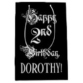 Sac Cadeau Moyen 2e anniversaire : fantaisie, élégant script + Nom  (Devant)