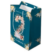 Sac Cadeau Moyen 2e anniversaire Photo Collage Turquoise bleu jaune (Dos Angle)