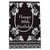 Sac Cadeau Moyen 30e anniversaire Bandanna noir et blanc (Devant)