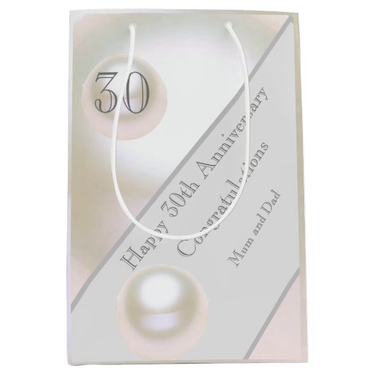 Sac Cadeau Moyen 30e anniversaire du Mariage Pearl (Devant)