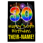Sac Cadeau Moyen 30e anniversaire : Fun Motif Fireworks + Rainbow 3 (Dos)