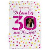 Sac Cadeau Moyen 30e anniversaire rose jaune confetti photo faveur (Dos)