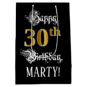 Sac Cadeau Moyen 30e anniversaire ~ Script fantaisie; Faux Gold Loo (Dos)