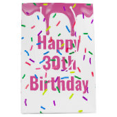 Sac Cadeau Moyen 30e anniversaire Sprinkles sur glace rose (Devant)