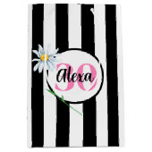 Sac Cadeau Moyen 30e anniversaire Stripes noir et blanc (Devant)