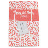 Sac Cadeau Moyen 30th Birthday Random Number Pattern Coral/White (Devant)