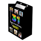 Sac Cadeau Moyen 31e anniversaire : Arc-en-ciel "31", photos person (Dos Angle)