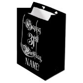 Sac Cadeau Moyen 31e anniversaire : Fancy, Elegant Script + Nom per (Devant Angle)