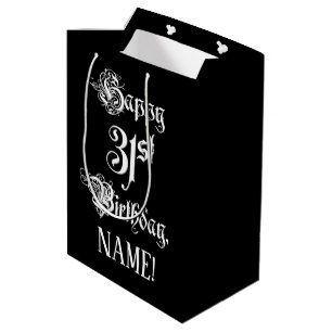Sac Cadeau Moyen 31e anniversaire : Fancy, Elegant Script + Nom per