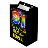 Sac Cadeau Moyen 31e anniversaire : Fun Motif Fireworks + Rainbow 3 (Dos Angle)