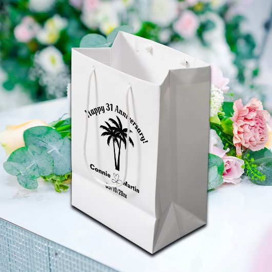 Sac Cadeau Moyen 31st Wedding Anniversary Palm Trees