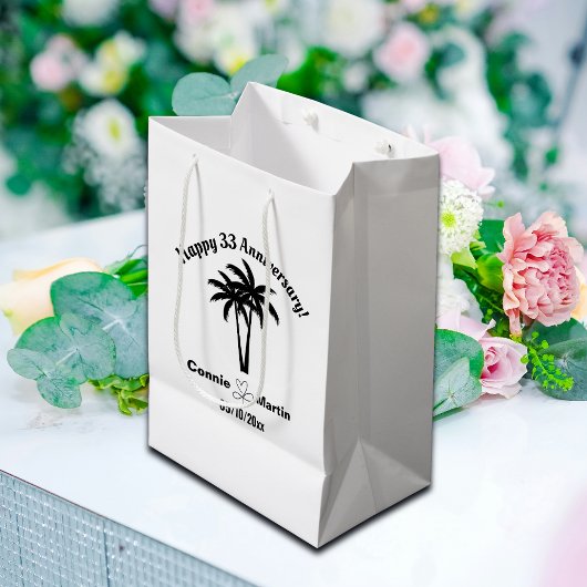 Sac Cadeau Moyen 33rd Wedding Anniversary Palm Trees