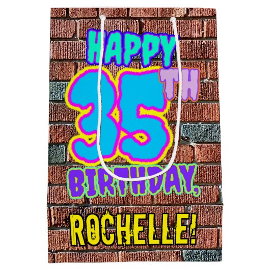 Sac Cadeau Moyen 35e anniversaire : Amusant, Graffiti urbain inspir (Dos)
