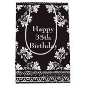 Sac Cadeau Moyen 35e anniversaire Bandanna noir et blanc (Devant)
