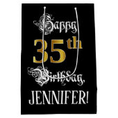 Sac Cadeau Moyen 35e anniversaire ~ Script fantaisie; Faux Gold Loo (Dos)