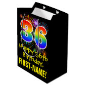 Sac Cadeau Moyen 36ème anniversaire : Fun Fireworks Motif + Rainbow (Dos Angle)