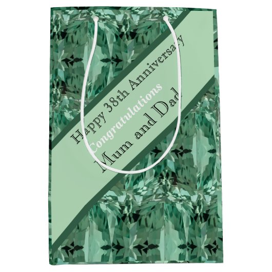 Sac Cadeau Moyen 38e anniversaire du Mariage Green Beryl (Devant)