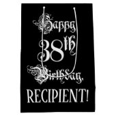 Sac Cadeau Moyen 38e anniversaire : fantaisie, élégant script + Nom (Dos)