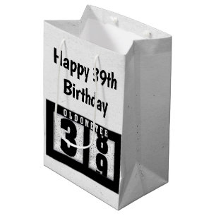 Sac Cadeau Moyen 39e anniversaire Odomètre noir