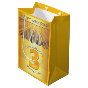 Sac Cadeau Moyen 3 ans   Golden Ray 12 étapes d'anniversaire