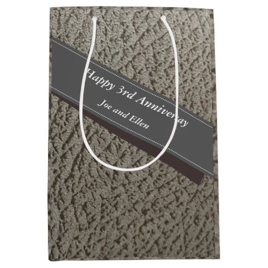 Sac Cadeau Moyen 3e anniversaire, Faux Leather (Devant)