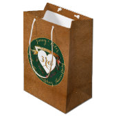 Sac Cadeau Moyen 3e anniversaire Mariage en cuir vert (Devant Angle)