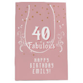 Sac Cadeau Moyen 40 et Fabulous Foliage rose 40e anniversaire (Devant)