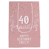 Sac Cadeau Moyen 40 et Fabulous Foliage rose 40e anniversaire (Dos)