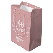 Sac Cadeau Moyen 40 et Fabulous Foliage rose 40e anniversaire (Dos Angle)