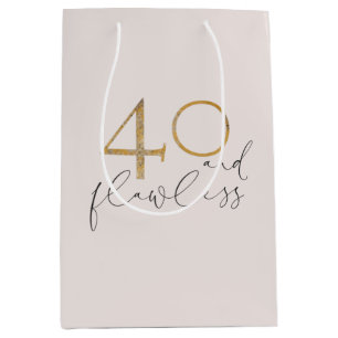 Sac Cadeau Moyen 40 & Flawless Blush Pink & Gold 40e anniversaire