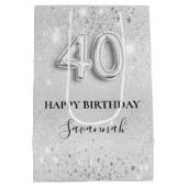 Sac Cadeau Moyen 40e anniversaire argent éclat nom (Dos)