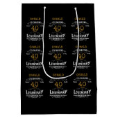 Sac Cadeau Moyen 40e anniversaire Black Gold Legendary Retro (Dos)