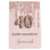 Sac Cadeau Moyen 40e anniversaire blush rose parties scintillant go (Dos)