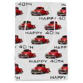 Sac Cadeau Moyen 40e anniversaire Camion rouge Retro (Devant)