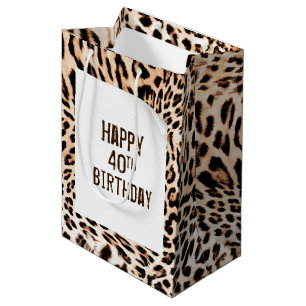 Sac Cadeau Moyen 40e anniversaire Empreinte de léopard