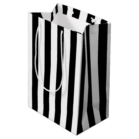 Sac Cadeau Moyen 40e anniversaire Stripes noir et blanc (Dos Angle)