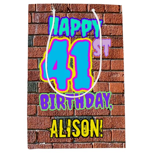 Sac Cadeau Moyen 41e anniversaire : Amusant, Graffiti urbain inspir (Devant)